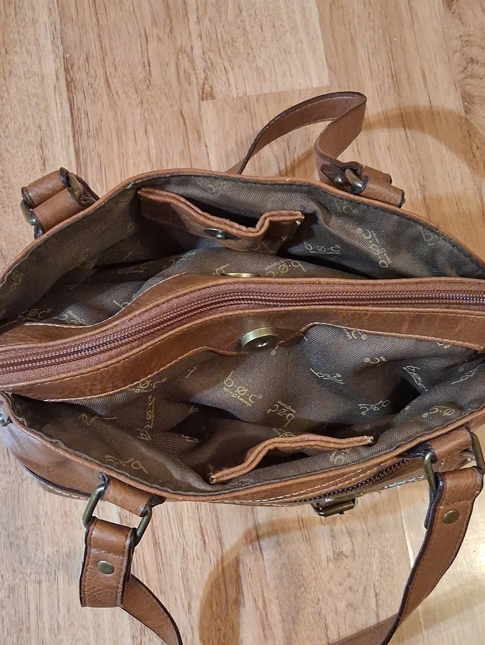 boc Genuine Leather-Style Tan Shoulder Bag with Front Flap Pocket